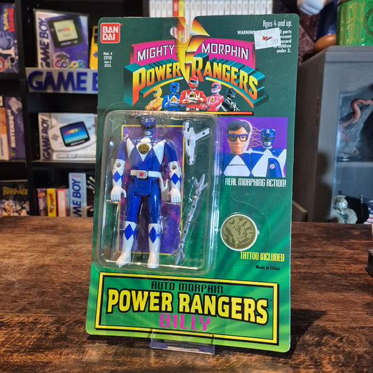 1994 Bandai Power Rangers Auto Morphin Flip Head Blue Ranger Billy Figure - SEALED