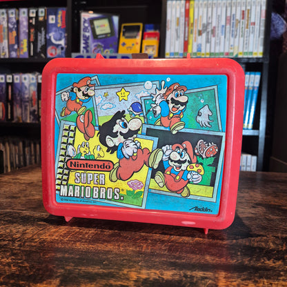 1988 Nintendo Super Mario Bros Red Plastic Lunchbox W/ Thermos (Aladdin)